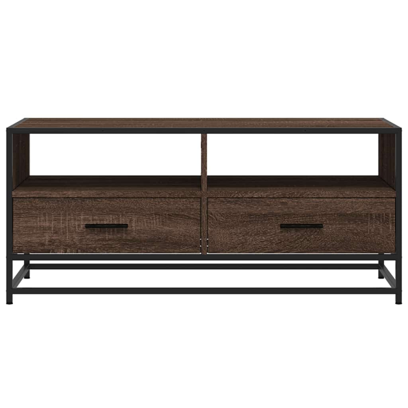 Couchtisch Braun Eichen-Optik 100x50x45 cm Holzwerkstoff Metall