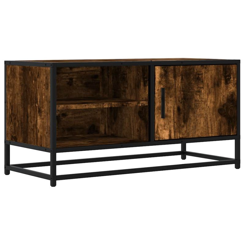 TV-Schrank Räuchereiche 80x34,5x40 cm Holzwerkstoff und Metall