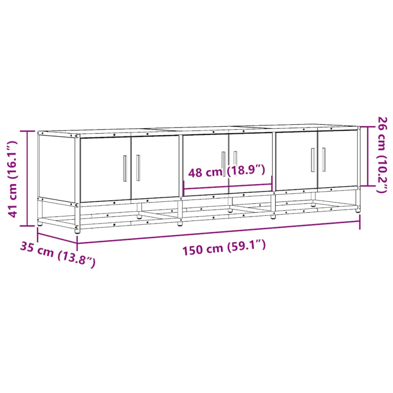 TV-Schrank Räuchereiche 150x35x41 cm Holzwerkstoff und Metall