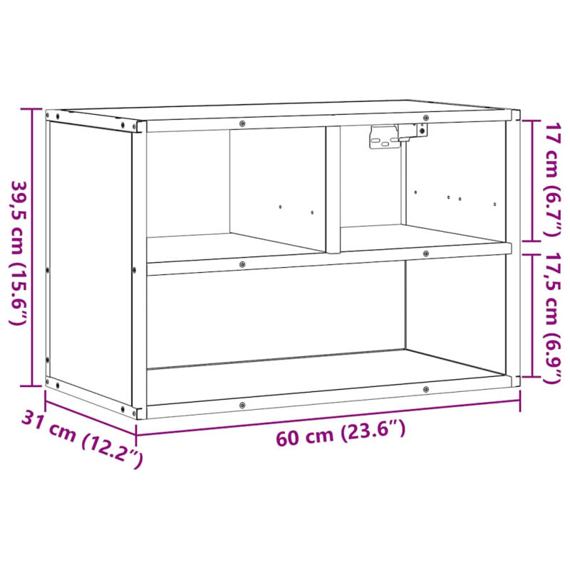 TV-Schrank Räuchereiche 60x31x39,5 cm Holzwerkstoff und Metall