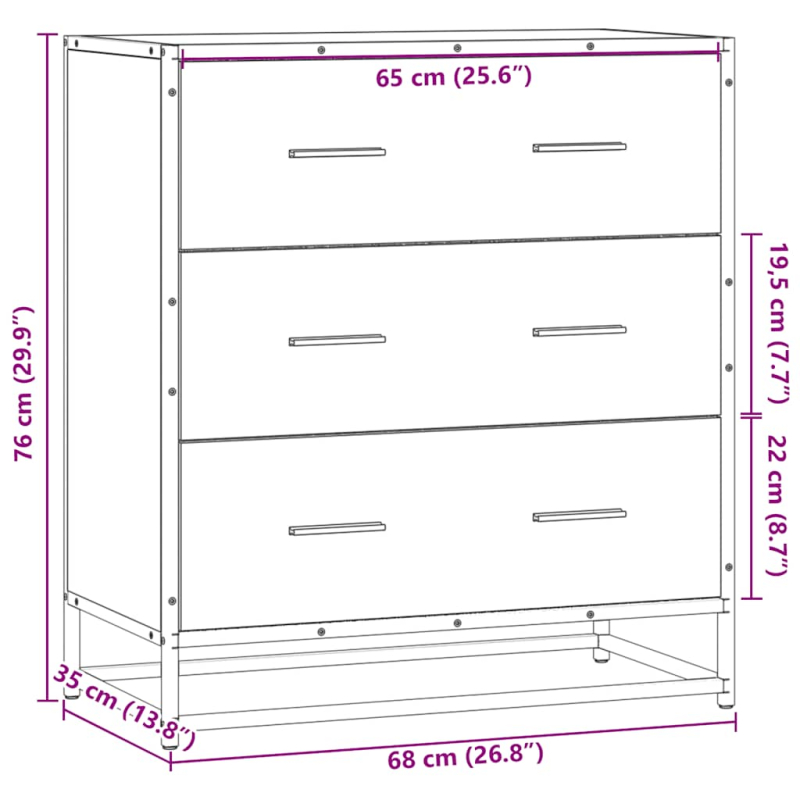 Sideboard Sonoma-Eiche 68x35x76 cm Holzwerkstoff und Metall