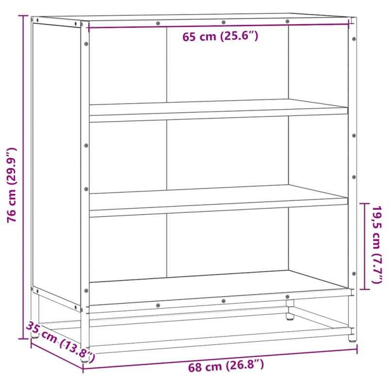 Sideboard Sonoma-Eiche 68x35x76 cm Holzwerkstoff und Metall