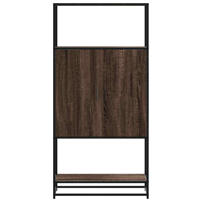 Highboard Braun Eichen-Optik 68x35x139 cm Holzwerkstoff Metall