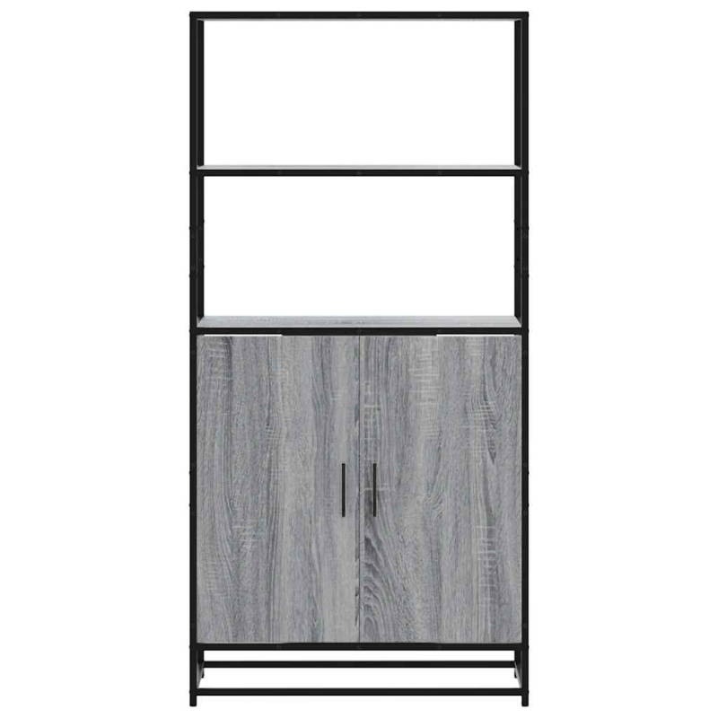 Highboard Grau Sonoma 68x35x139 cm Holzwerkstoff und Metall