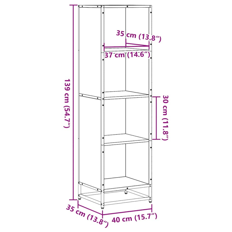 Bücherregal Sonoma-Eiche 40x35x139 cm Holzwerkstoff