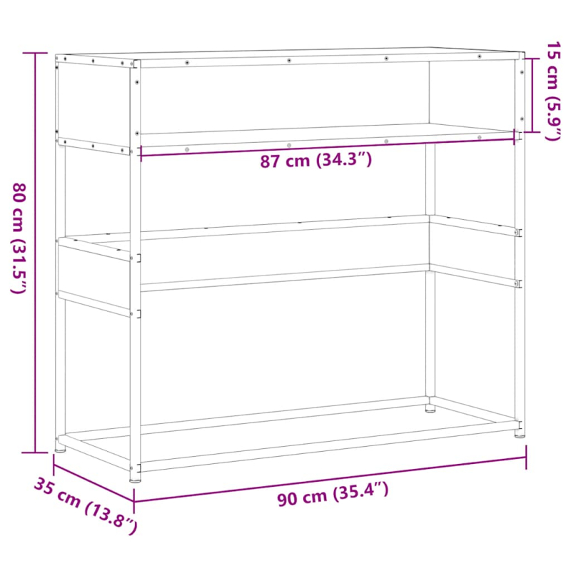 Konsolentisch Sonoma-Eiche 90x35x80 cm Holzwerkstoff