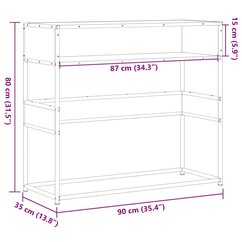 Konsolentisch Grau Sonoma 90x35x80 cm Holzwerkstoff