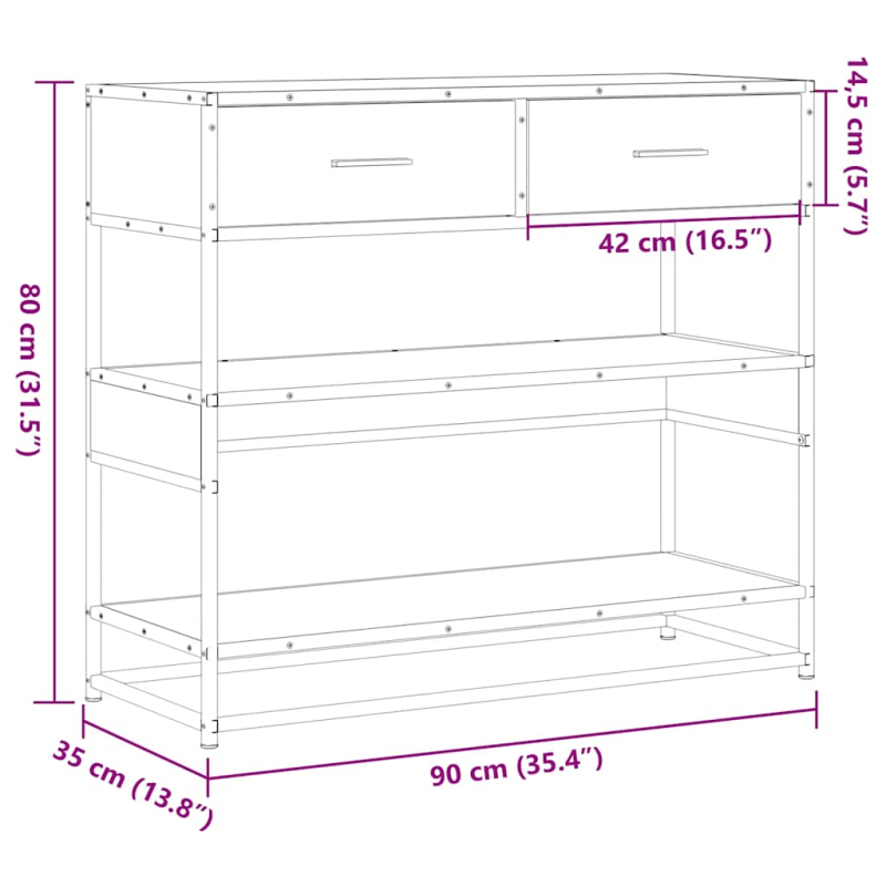 Konsolentisch Schwarz 90x35x80 cm Holzwerkstoff