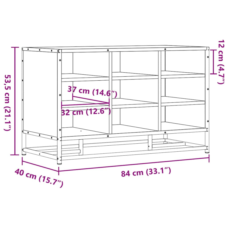 Schuhbank Sonoma-Eiche 84x40x53,5 cm Holzwerkstoff und Metall