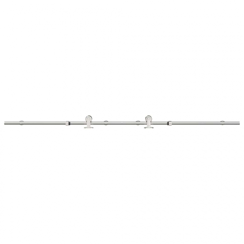 Schiebetür-Beschlagsatz 200 cm Edelstahl Silbern
