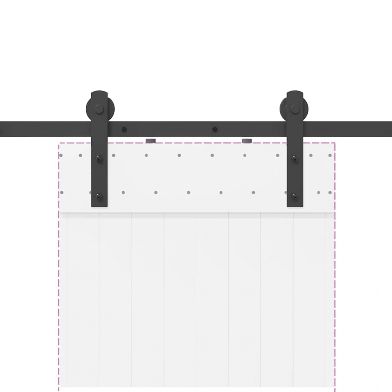 Schiebetürbeschlag-Set 213,5 cm Stahl Schwarz