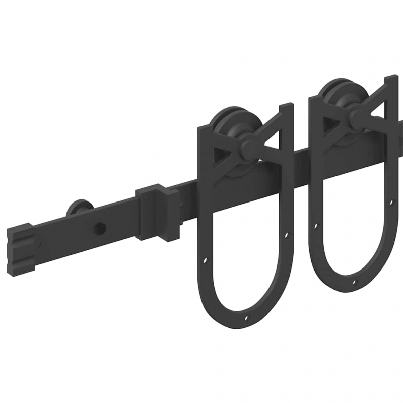 Schiebetürbeschlag-Set 200 cm Stahl Schwarz