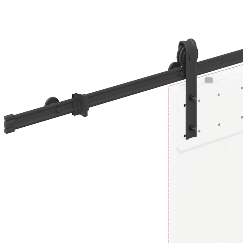 Schiebetürbeschlag-Set 183 cm Stahl Schwarz