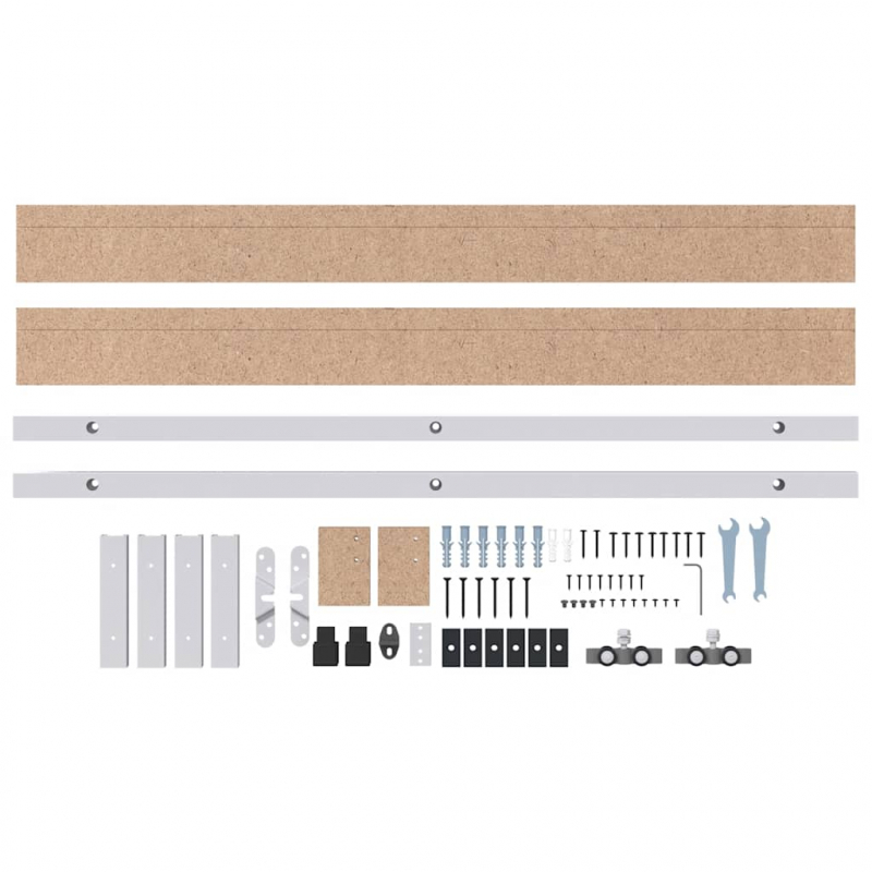 Schiebetürbeschlag-Set 183 cm Aluminiumlegierung Silbern