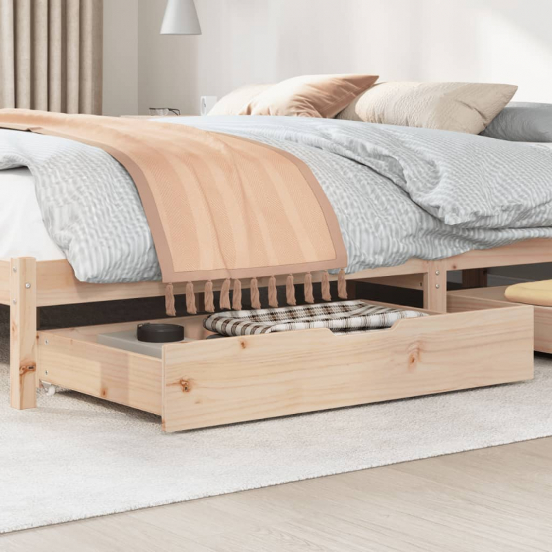 Bettschubladen mit Rollen 2 Stk. 95x55x17 cm Massivholz Kiefer