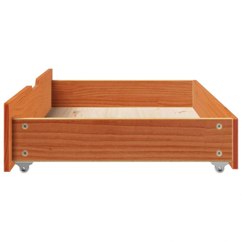 Bettschubladen 2 Stk. Wachsbraun 90x55x17 cm Massivholz Kiefer