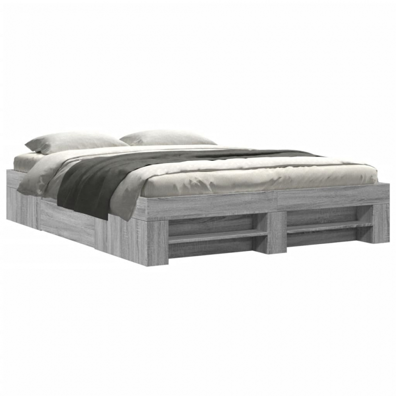 Bettgestell Grau Sonoma 150x200 cm Holzwerkstoff