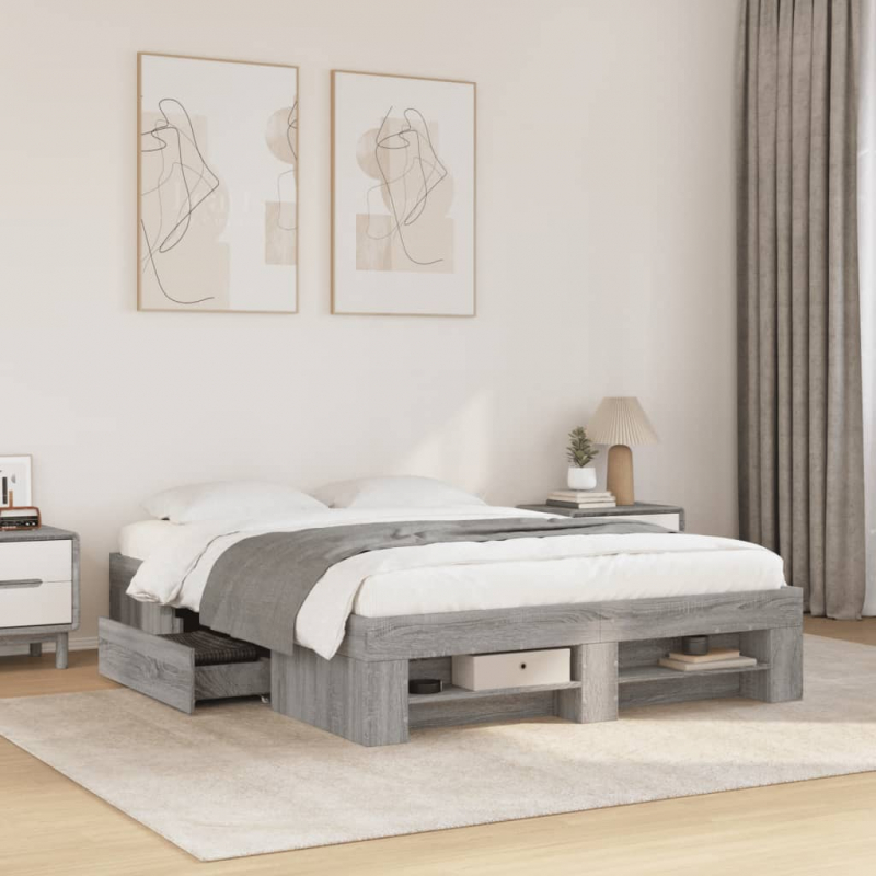 Bettgestell Grau Sonoma 120x200 cm Holzwerkstoff