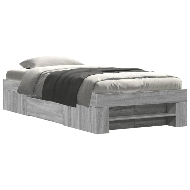 Bettgestell Grau Sonoma 100x200 cm Holzwerkstoff