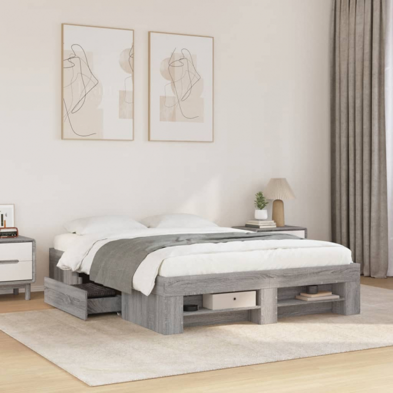 Bettgestell Grau Sonoma 140x190 cm Holzwerkstoff