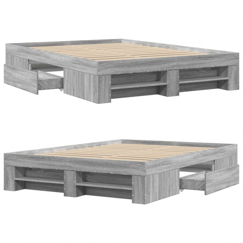 Bettgestell Grau Sonoma 140x190 cm Holzwerkstoff