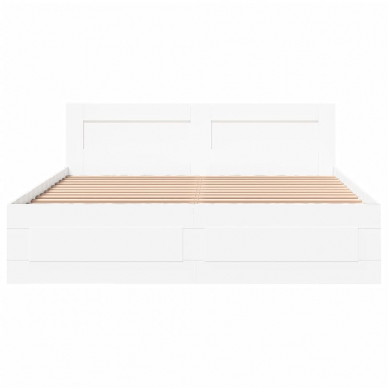 Bettgestell mit Kopfteil ohne Matratze Weiß 160x200 cm