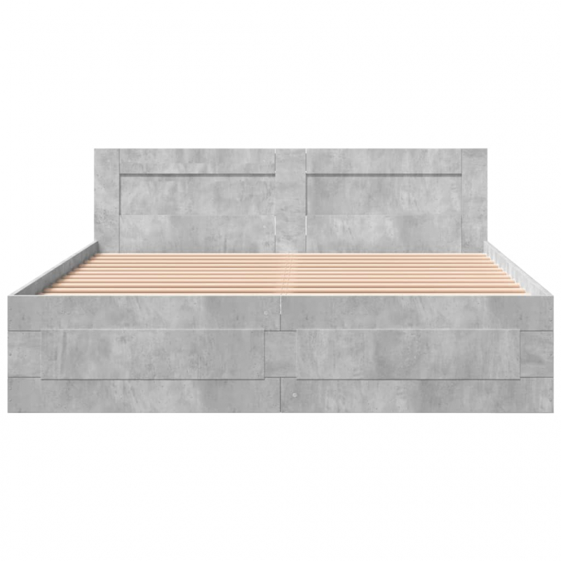 Bettgestell mit Kopfteil Betongrau 160x200 cm Holzwerkstoff