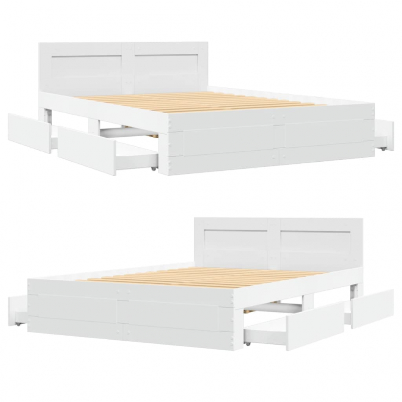 Bettgestell mit Kopfteil ohne Matratze Weiß 140x200 cm