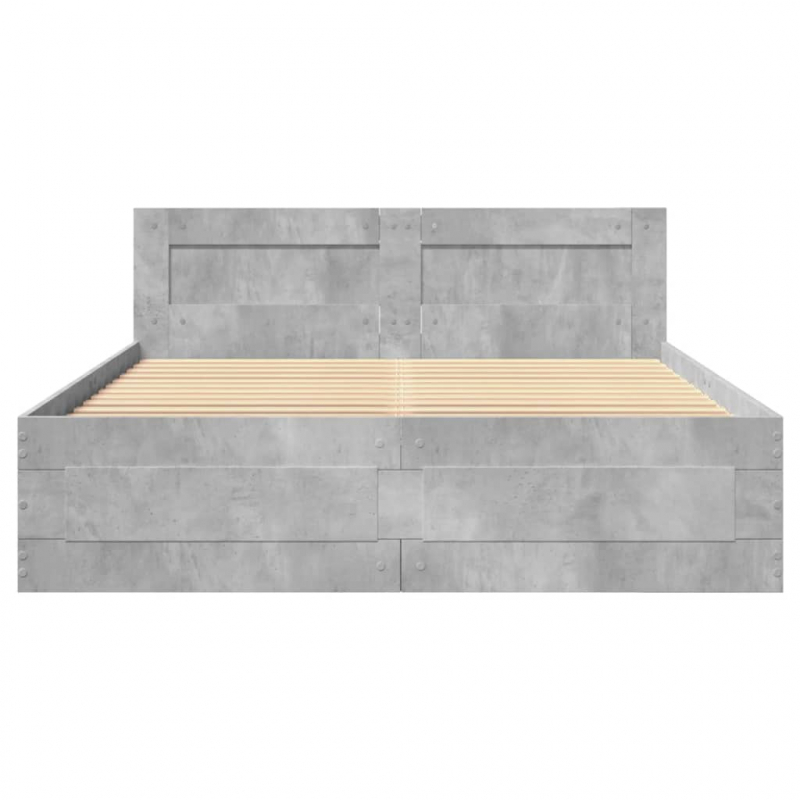 Bettgestell mit Kopfteil Betongrau 120x200 cm Holzwerkstoff