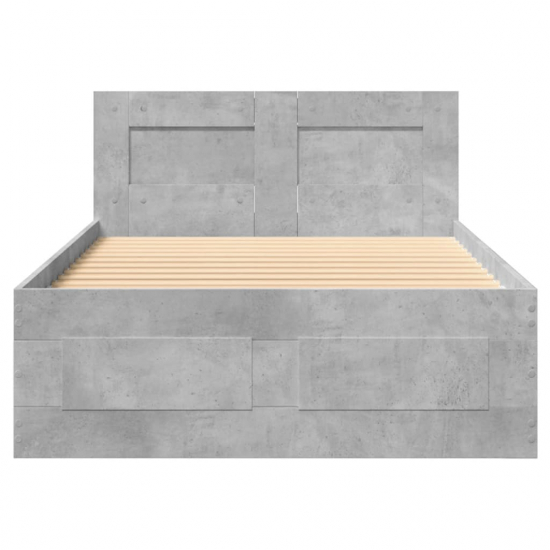 Bettgestell mit Kopfteil Betongrau 100x200 cm Holzwerkstoff