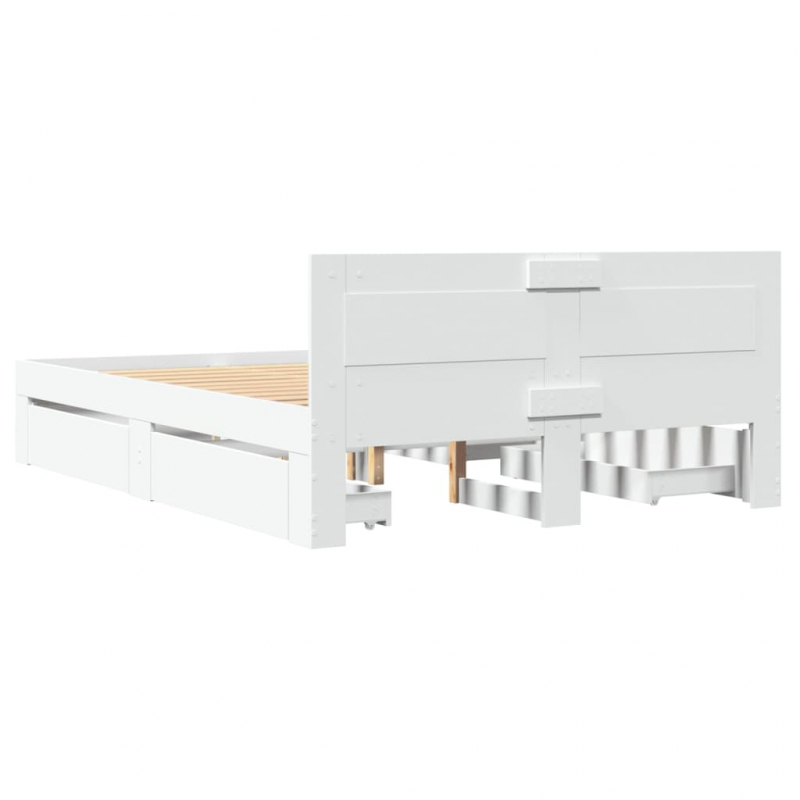 Bettgestell mit Kopfteil ohne Matratze Weiß 120x190 cm