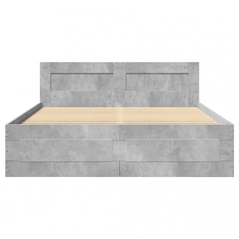 Bettgestell mit Kopfteil Betongrau 120x190 cm Holzwerkstoff