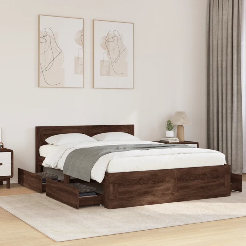 Bettgestell mit Kopfteil Braun Eichen-Optik 120x190 cm
