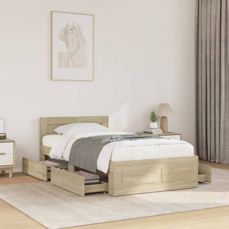 Bettgestell mit Kopfteil Sonoma-Eiche 75x190 cm Holzwerkstoff