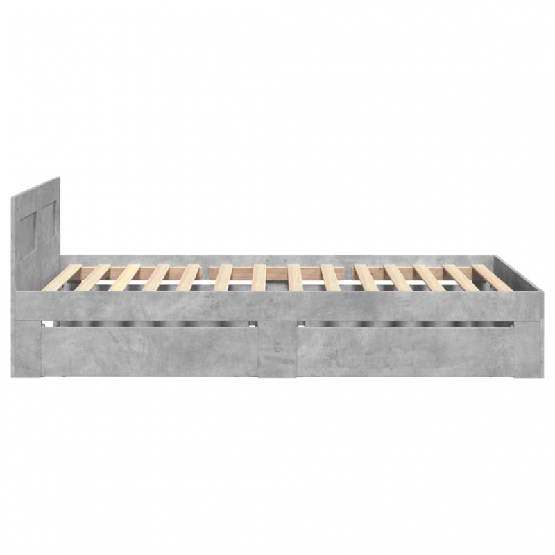 Bettgestell mit Kopfteil Betongrau 75x190 cm Holzwerkstoff