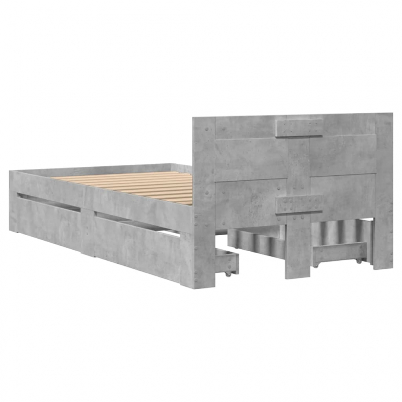 Bettgestell mit Kopfteil Betongrau 75x190 cm Holzwerkstoff