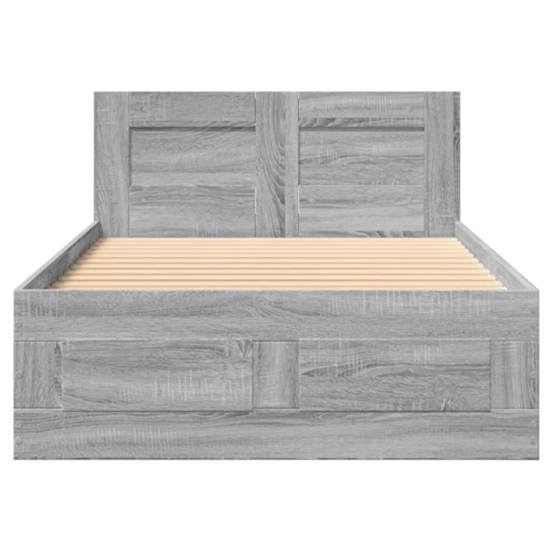 Bettgestell mit Kopfteil Grau Sonoma 75x190 cm Holzwerkstoff