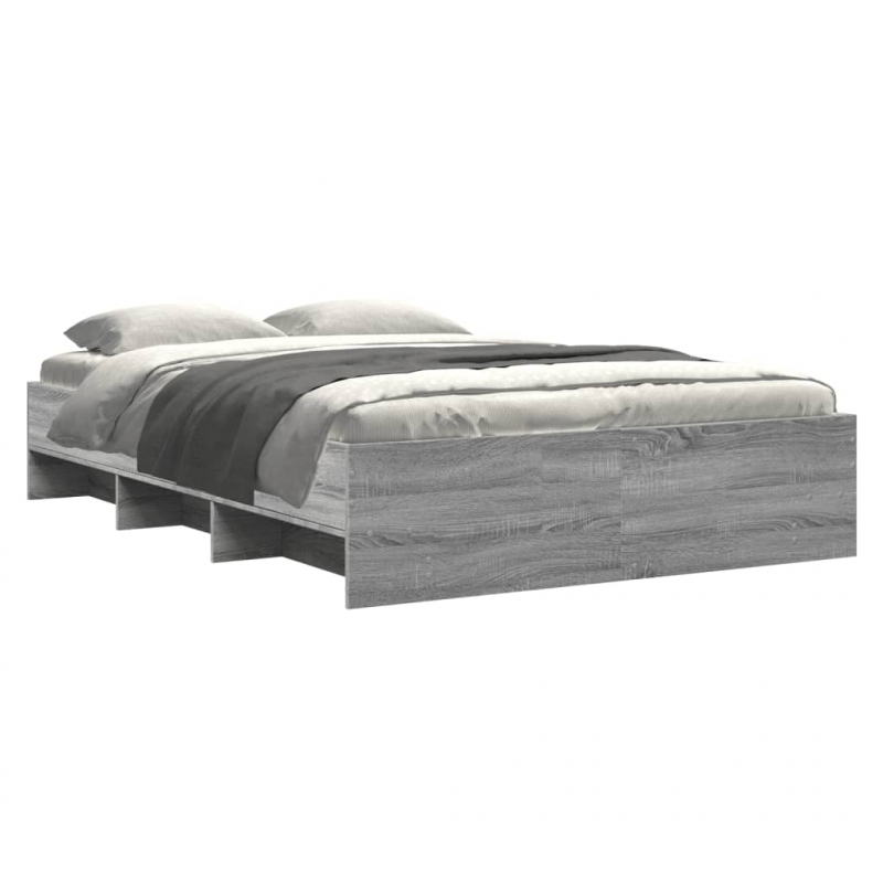 Bettgestell Grau Sonoma 135x190 cm Holzwerkstoff