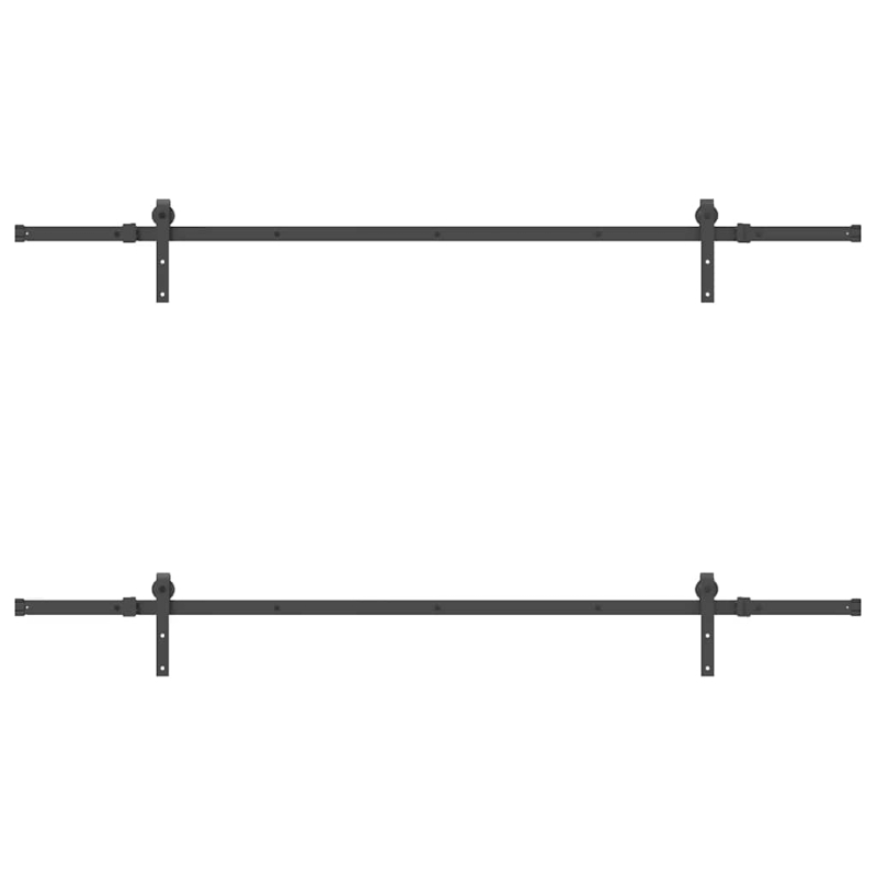 Schiebetürbeschlag-Set 213,5 cm Stahl Schwarz