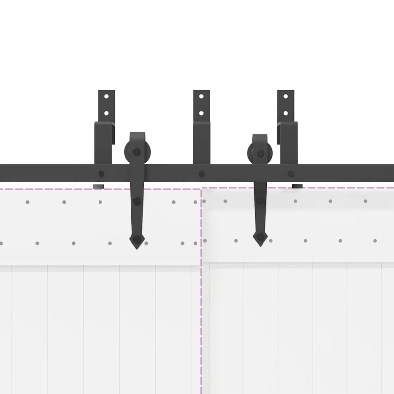 Schiebetürbeschlag-Set 152,5 cm Stahl Schwarz