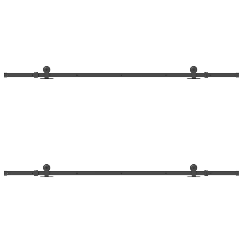 Schiebetürbeschlag-Set 213,5 cm Stahl Schwarz