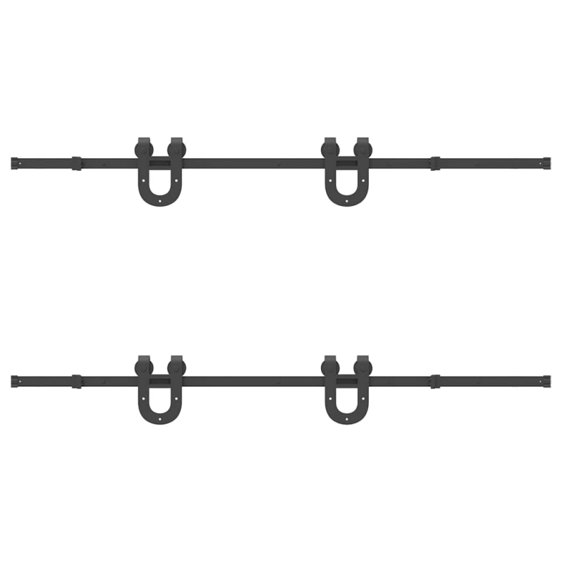 Schiebetürbeschlag-Set 200 cm Stahl Schwarz