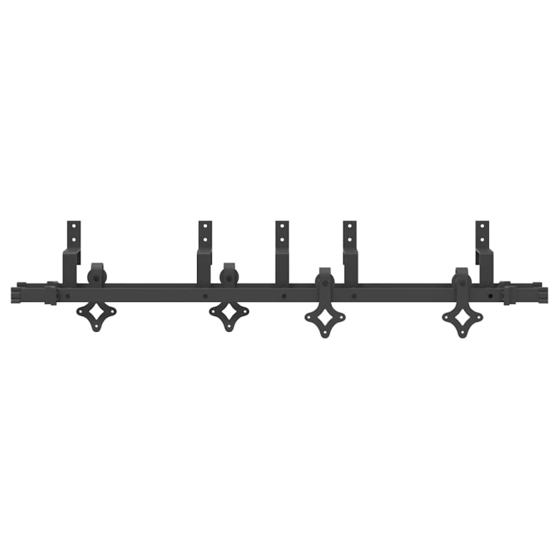 Schiebetürbeschlag-Set 152,5 cm Stahl Schwarz