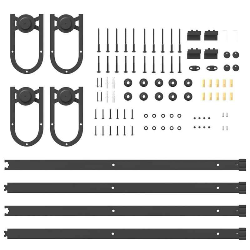 Schiebetürbeschlag-Set 200 cm Stahl Schwarz