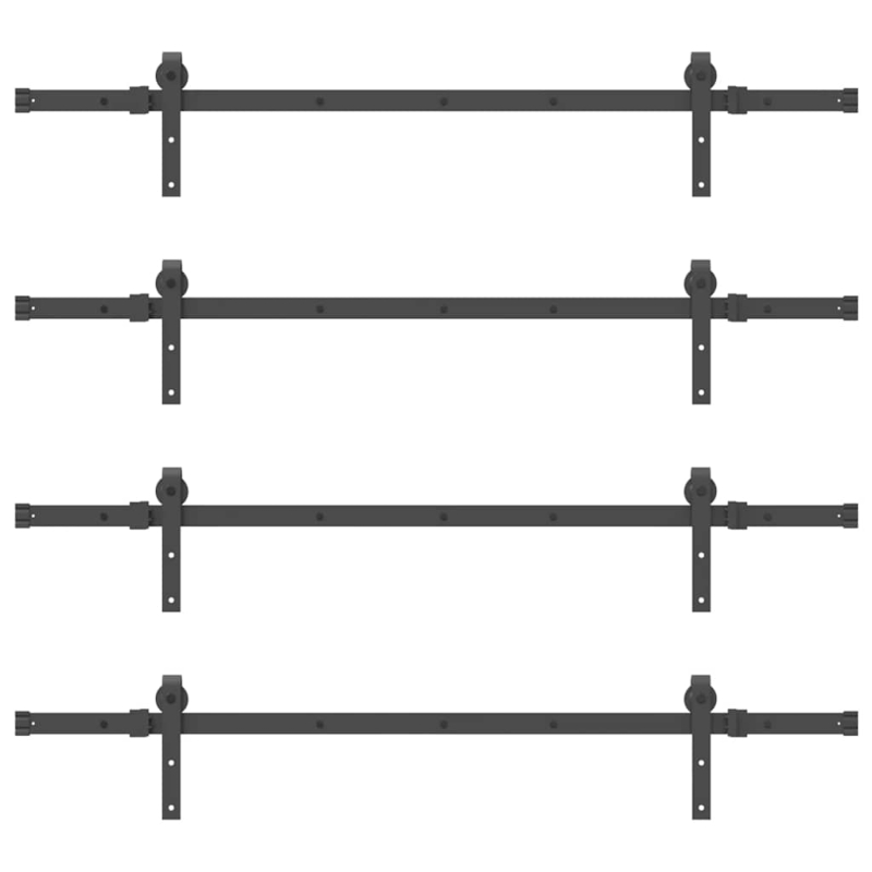 Schiebetürbeschlag-Set 305 cm Stahl Schwarz