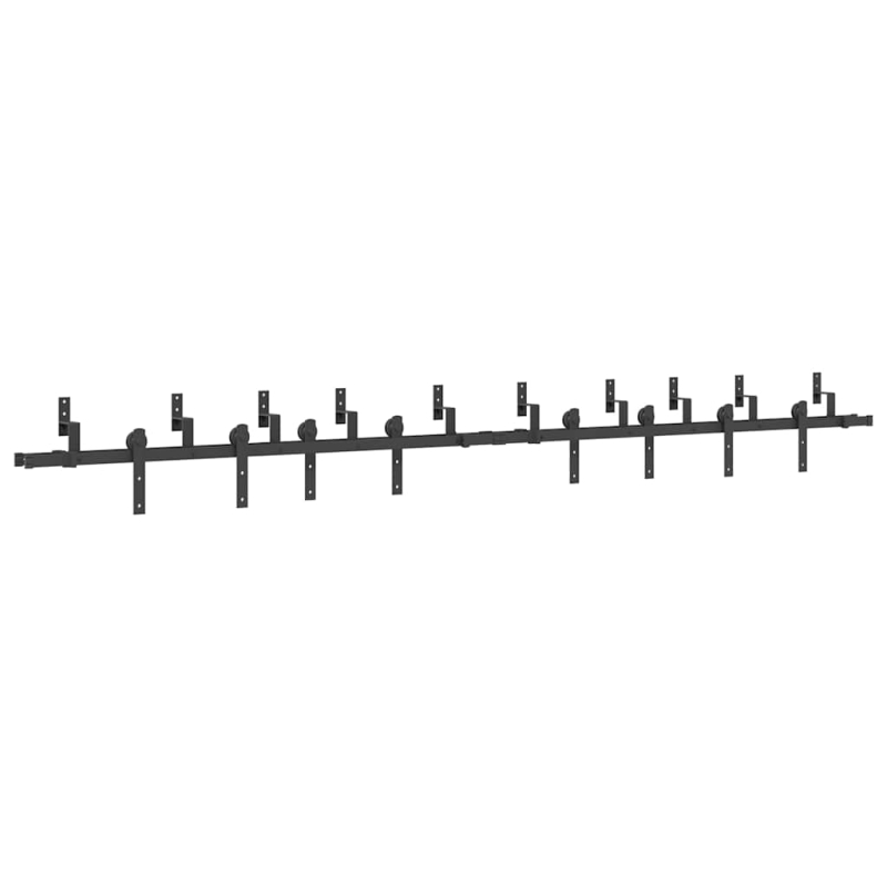 Schiebetürbeschlag-Set 366 cm Stahl Schwarz