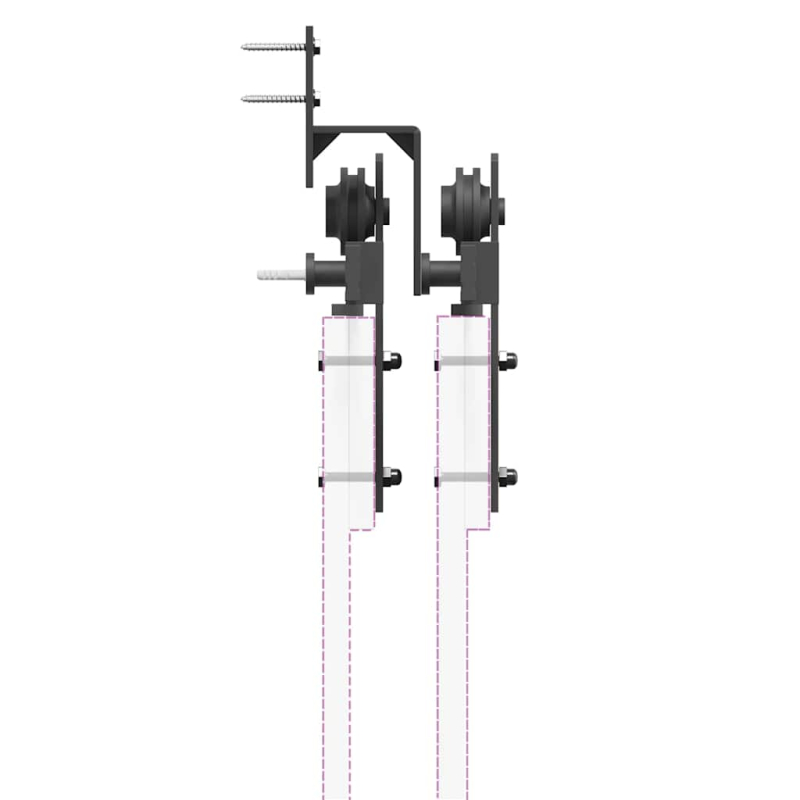 Schiebetürbeschlag-Set 305 cm Stahl Schwarz