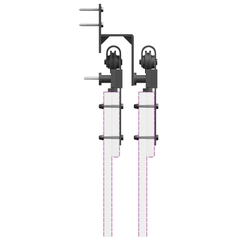Schiebetürbeschlag-Set 305 cm Stahl Schwarz