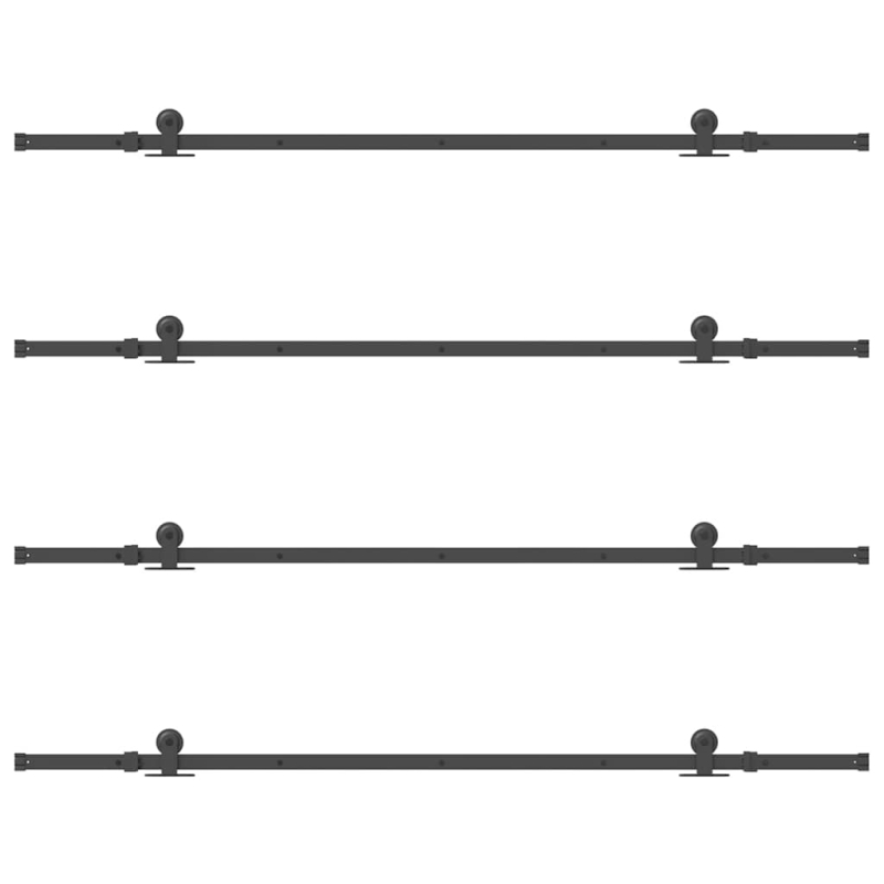 Schiebetürbeschlag-Set 213,5 cm Stahl Schwarz