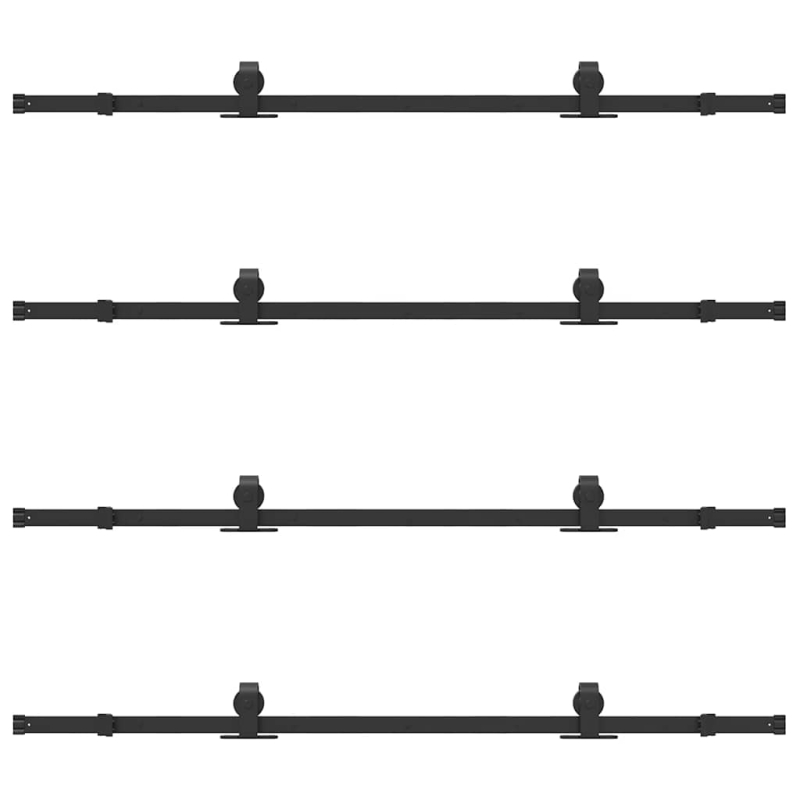 Schiebetürbeschlag-Set 366 cm Stahl Schwarz